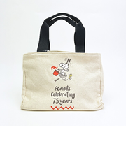 スヌーピー サイドボタンミニトートバッグ ナチュラル ランチ PEANUTS 75th SNOOPY