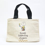 スヌーピー チャーリーブラウン サイドボタンミニトートバッグ ナチュラル ランチ PEANUTS 75th SNOOPY
