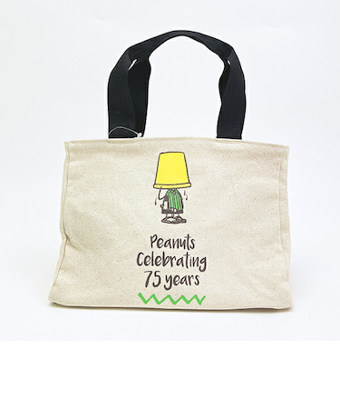 スヌーピー サイドボタンミニトートバッグ ナチュラル ロゴ ランチ PEANUTS 75th SNOOPY