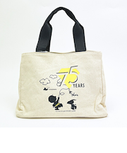 スヌーピー ペパーミントパティ サイドボタンミニトートバッグ ナチュラル ランチ PEANUTS 75th SNOOPY
