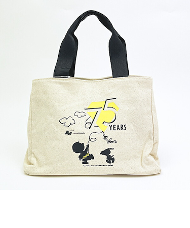 スヌーピー ペパーミントパティ サイドボタンミニトートバッグ ナチュラル ランチ PEANUTS 75th SNOOPY