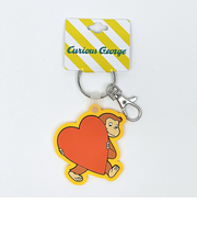 おさるのジョージ ハート ラバーキーホルダー オレンジ