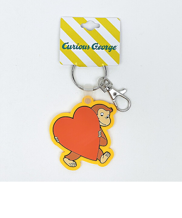おさるのジョージ ハート ラバーキーホルダー オレンジ