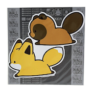 タヌキとキツネ お散歩 ビッグウォールステッカー 日本製