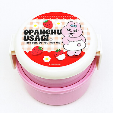 おぱんちゅうさぎ 丸型ランチボックス2段(フォーク付) 日本製