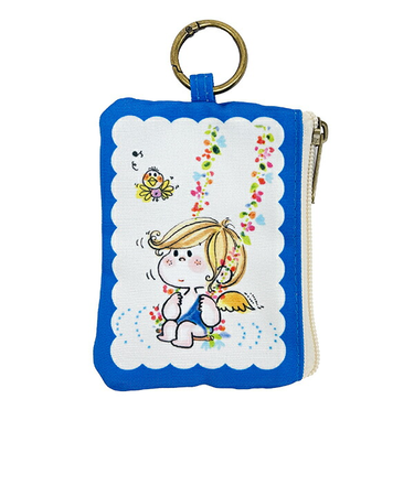 水森亜土 カラビナ付きポーチ ブランコ(ブルー)