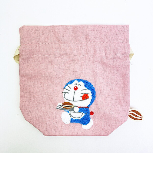 ドラえもん サガラ刺繍巾着 (ピンク)