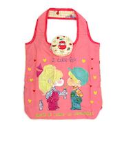 水森亜土 エコバッグ フルーツ(ピンク×イエロー)