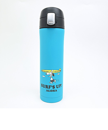 スヌーピー ワンプッシュボトル ターコイズ サーフ 水筒 ランチ SNOOPY