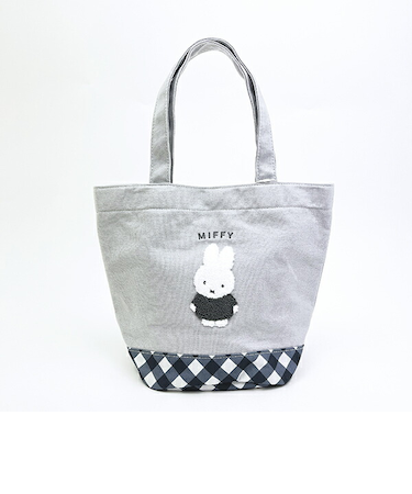 ミッフィー miffy ミニトートバッグ グレー ダイアゴナルチェック ランチ