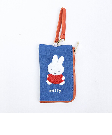ミッフィー miffy キーパスポーチ ブルー カラフルサガラ 定期入れ