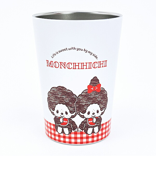 モンチッチ 2WAY真空二重タンブラー(M) ギンガムチェック (おすわり) コップ ランチ