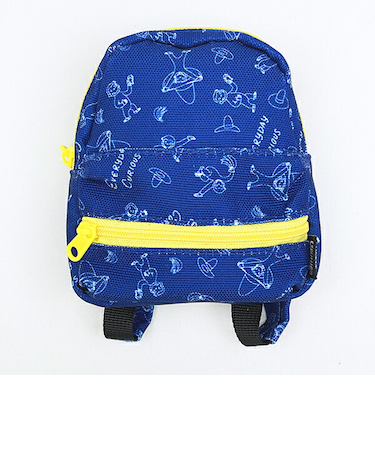 おさるのジョージ  リュック型ポーチ 総柄 ブルー