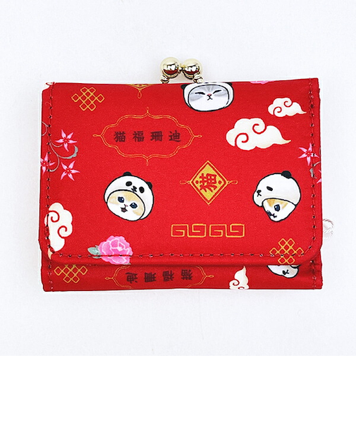 モフサンド パンダにゃん 三つ折り財布 レッド mofusand