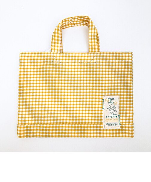 ディズニー くまのプーさん ミニレッスントートバッグ イエロー ギンガムチェック ランチ Disney