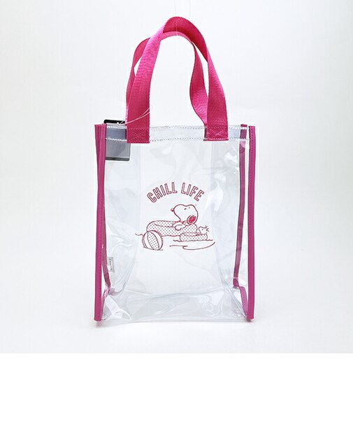 スヌーピー PVCクリアトートバッグ(M) ピンク チルライフ SNOOPY