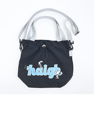 スヌーピー 巾着ショルダーバッグ ブラック SNOOPY