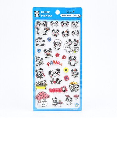 内藤ルネ パンダ ブルー ぷくぷくジェリーシール 立体シール 文具