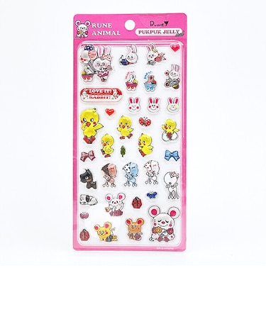 内藤ルネ アニマル ピンク ぷくぷくジェリーシール 立体シール 文具