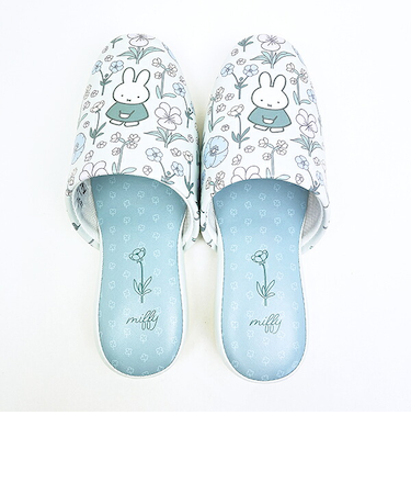 ミッフィー miffy 拭けるPVCスリッパ グリーン フルフラワー