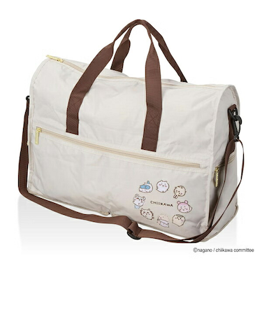 ちいかわ 折りたたみボストンバッグ  ( ベージュサークル)  Mサイズ