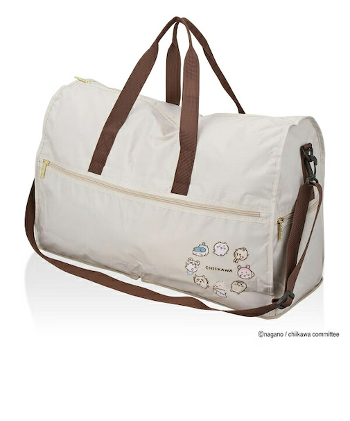 ちいかわ 折りたたみボストンバッグ  ( ベージュサークル)  Lサイズ