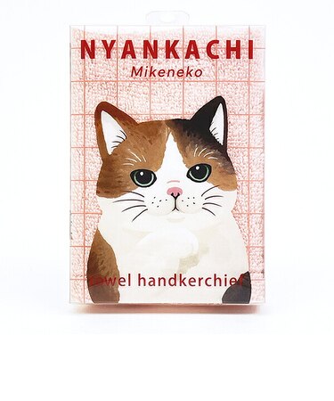 にゃんかち ミケネコ ハンカチタオル りぶはあと