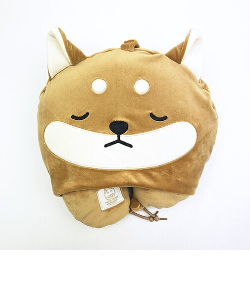 プレミアムねむねむ アニマルズ コタロウ フード付きネックピロー トラベル りぶはあと