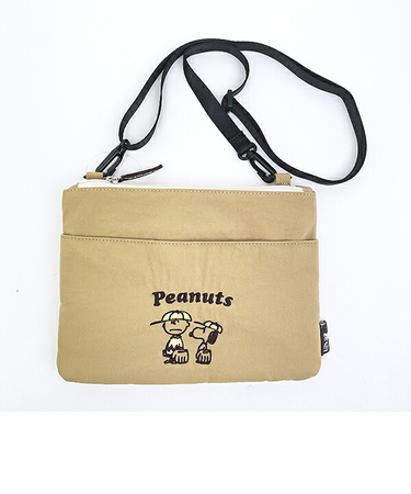 スヌーピー 2ルームショルダーバッグ ベースボール ベージュ SNOOPY