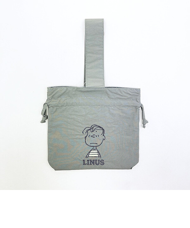 スヌーピー ライナ 巾着バッグ アップリケ刺? ランチ SNOOPY