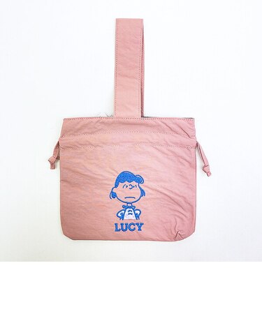 スヌーピー ルーシー 巾着バッグ アップリケ刺? ランチ SNOOPY
