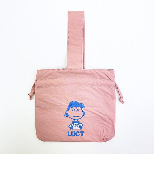 スヌーピー ルーシー 巾着バッグ アップリケ刺? ランチ SNOOPY