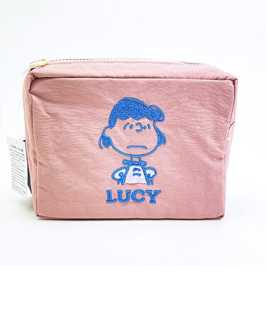 スヌーピー ルーシー スクエアポーチ アップリケ刺? SNOOPY