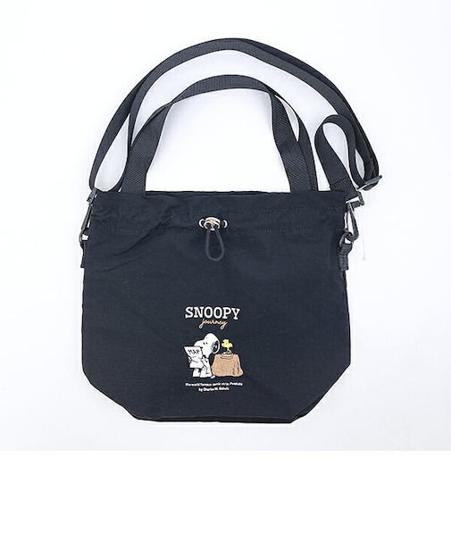 スヌーピー 巾着ショルダーバッグ ジャーニー ブラック SNOOPY
