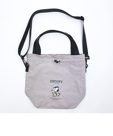 スヌーピー 巾着ショルダーバッグ ジャーニー グレー SNOOPY
