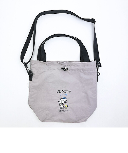 スヌーピー 巾着ショルダーバッグ ジャーニー グレー SNOOPY