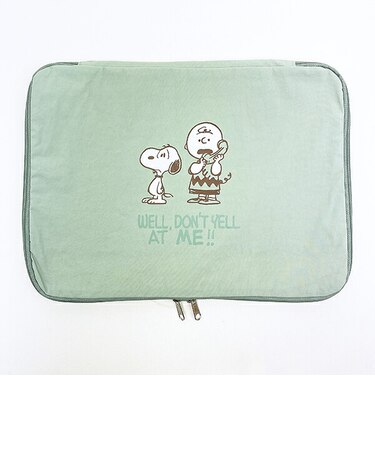 スヌーピー 圧縮トラベルポーチ グリーン SNOOPY
