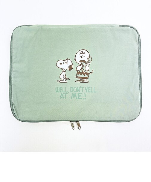 スヌーピー 圧縮トラベルポーチ グリーン SNOOPY