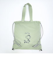 スヌーピー チェックリバーシブルナップザック グリーン リュック SNOOPY