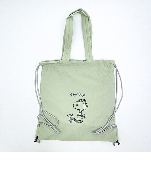 スヌーピー チェックリバーシブルナップザック グリーン リュック SNOOPY