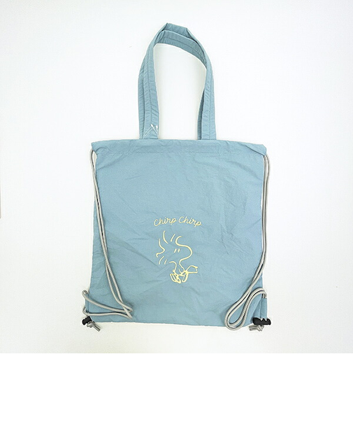 スヌーピー ウッドストック チェックリバーシブルナップザック ブルー リュック SNOOPY