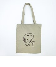 スヌーピー チェックリバーシブルトートバッグ ベージュ SNOOPY