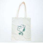 スヌーピー チェックリバーシブルトートバッグ アイボリー SNOOPY