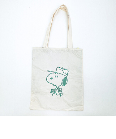 スヌーピー チェックリバーシブルトートバッグ アイボリー SNOOPY