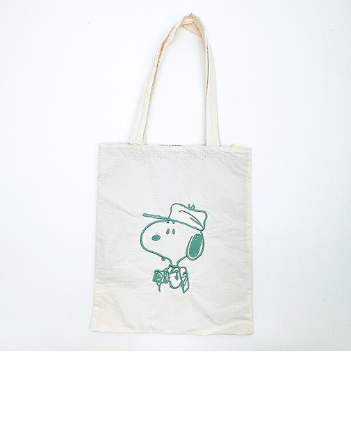 スヌーピー チェックリバーシブルトートバッグ アイボリー SNOOPY