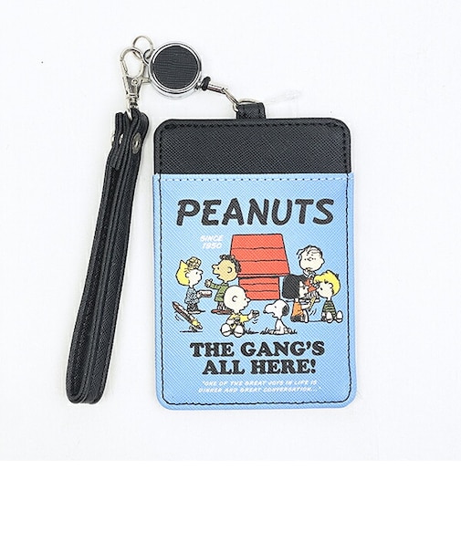 スヌーピー リール付きパスケース (ブルー) SNOOPY