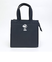 スヌーピー ジョークール 保冷 ランチトートバッグ(M) ブラック 正面モノトーン SNOOPY