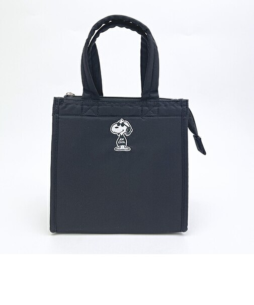 スヌーピー ジョークール 保冷 ランチトートバッグ(M) ブラック 正面モノトーン SNOOPY
