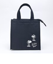 スヌーピー ジョークール 保冷 ランチトートバッグ(L) 集合ロゴモノトーン ブラック SNOOPY