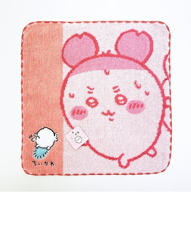 ちいかわ 運んでる タオルハンカチ ピンク